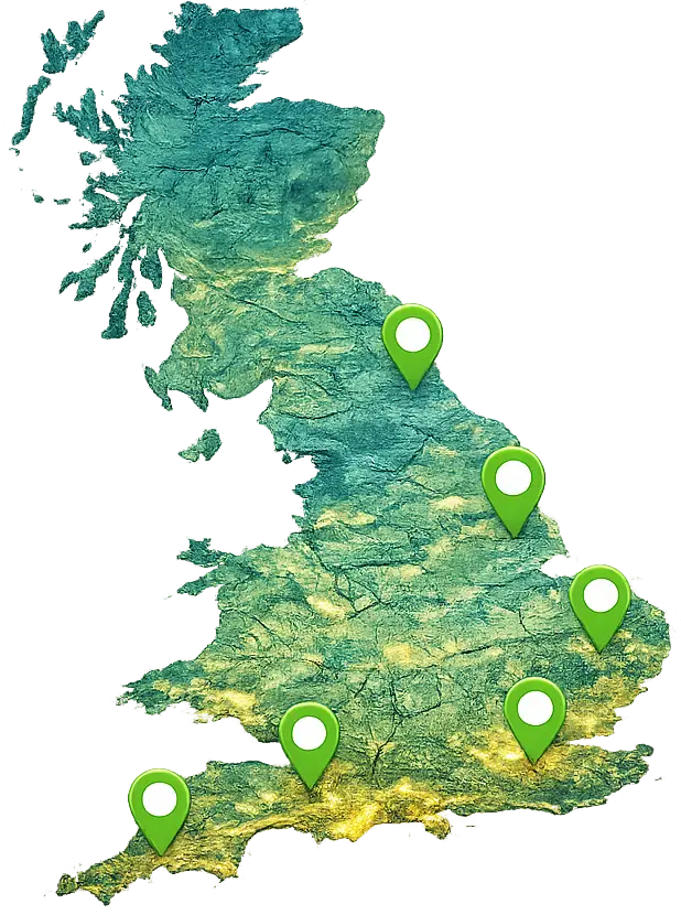 uk arcade map with pins